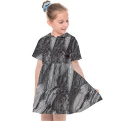 Black And White Rocky Texture Pattern Kids  Sailor Dress