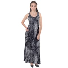 Black And White Rocky Texture Pattern Sleeveless Velour Maxi Dress