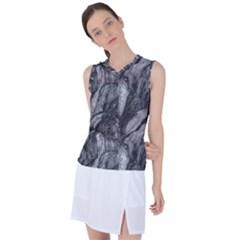 Black And White Rocky Texture Pattern Women s Sleeveless Sports Top