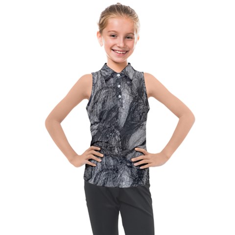 Black And White Rocky Texture Pattern Kids  Sleeveless Polo Tee by dflcprintsclothing