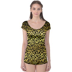 Gold And Black, Metallic Leopard Spots Pattern, Wild Cats Fur Boyleg Leotard  by Casemiro