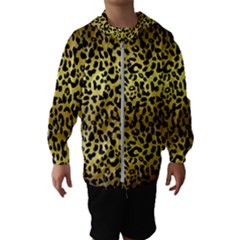 Gold And Black, Metallic Leopard Spots Pattern, Wild Cats Fur Kids  Hooded Windbreaker by Casemiro