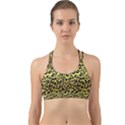 Gold and black, metallic leopard spots pattern, wild cats fur Back Web Sports Bra View1