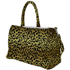 Gold And Black, Metallic Leopard Spots Pattern, Wild Cats Fur Duffel Travel Bag by Casemiro