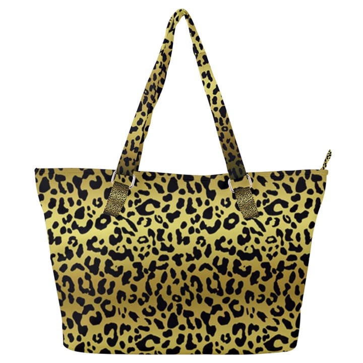 Gold and black, metallic leopard spots pattern, wild cats fur Full Print Shoulder Bag