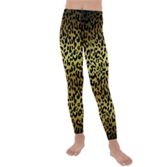 Gold And Black, Metallic Leopard Spots Pattern, Wild Cats Fur Kids  Lightweight Velour Leggings by Casemiro