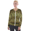 Gold and black, metallic leopard spots pattern, wild cats fur Velour Zip Up Jacket View1