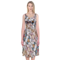 Rounded Stones Print Motif Midi Sleeveless Dress by dflcprintsclothing