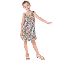 Rounded Stones Print Motif Kids  Sleeveless Dress by dflcprintsclothing