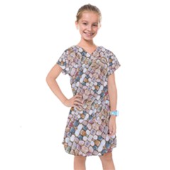 Rounded Stones Print Motif Kids  Drop Waist Dress by dflcprintsclothing