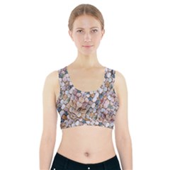 Rounded Stones Print Motif Sports Bra With Pocket