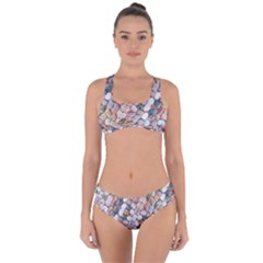 Rounded Stones Print Motif Criss Cross Bikini Set by dflcprintsclothing