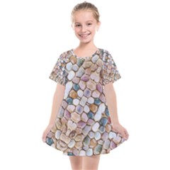 Rounded Stones Print Motif Kids  Smock Dress by dflcprintsclothing