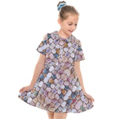 Rounded Stones Print Motif Kids  Short Sleeve Shirt Dress by dflcprintsclothing