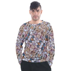 Rounded Stones Print Motif Men s Long Sleeve Raglan Tee