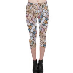 Rounded Stones Print Motif Capri Leggings 