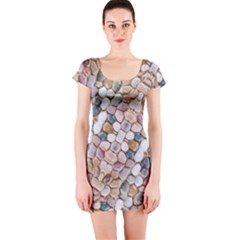 Rounded Stones Print Motif Short Sleeve Bodycon Dress by dflcprintsclothing