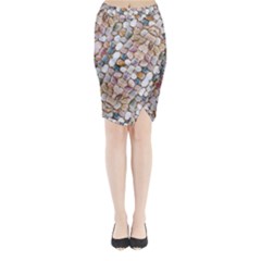 Rounded Stones Print Motif Midi Wrap Pencil Skirt