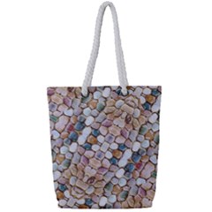 Rounded Stones Print Motif Full Print Rope Handle Tote (small)