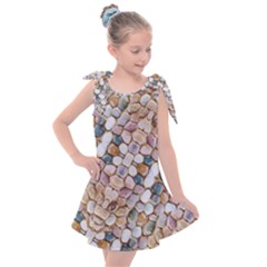 Rounded Stones Print Motif Kids  Tie Up Tunic Dress by dflcprintsclothing