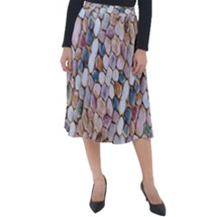 Rounded Stones Print Motif Classic Velour Midi Skirt  by dflcprintsclothing