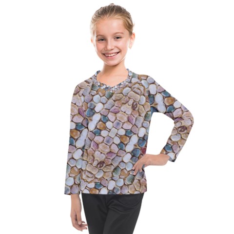 Rounded Stones Print Motif Kids  Long Mesh Tee by dflcprintsclothing