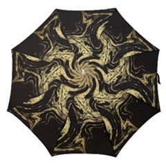 Black And Gold Marble Straight Umbrellas by Dushan