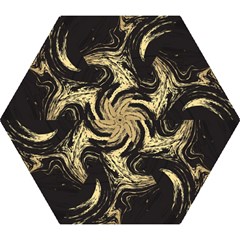 Black And Gold Marble Mini Folding Umbrellas by Dushan