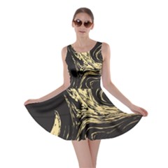 Black And Gold Marble Skater Dress by Dushan