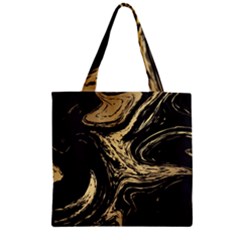 Black And Gold Marble Zipper Grocery Tote Bag by Dushan