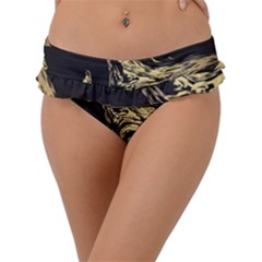 Black And Gold Marble Frill Bikini Bottom