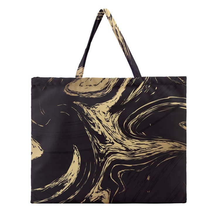 Black and gold marble Zipper Large Tote Bag