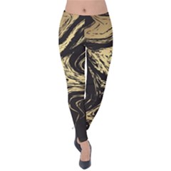 Black And Gold Marble Velvet Leggings