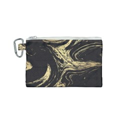 Black And Gold Marble Canvas Cosmetic Bag (small) by Dushan