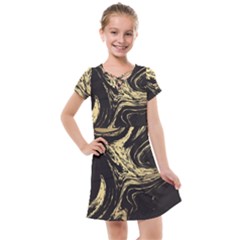 Black And Gold Marble Kids  Cross Web Dress