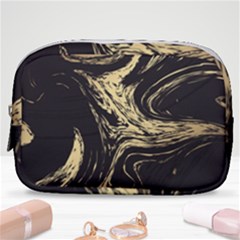 Black And Gold Marble Make Up Pouch (small) by Dushan