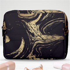 Black And Gold Marble Make Up Pouch (large) by Dushan