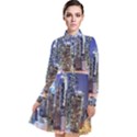 New-York CityScape  Long Sleeve Chiffon Shirt Dress View1