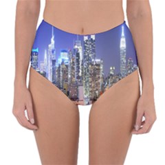 New-york Cityscape  Reversible High-waist Bikini Bottoms by Dushan