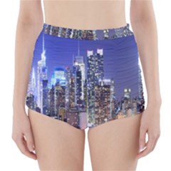 New-york Cityscape  High-waisted Bikini Bottoms by Dushan