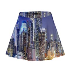 New-york Cityscape  Mini Flare Skirt by Dushan