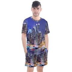 New-york Cityscape  Men s Mesh Tee And Shorts Set