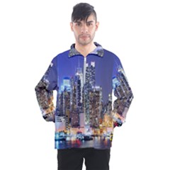 New-york Cityscape  Men s Half Zip Pullover by Dushan