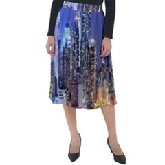 New-york Cityscape  Classic Velour Midi Skirt  by Dushan