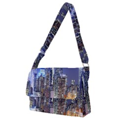 New-york Cityscape  Full Print Messenger Bag (l) by Dushan