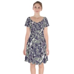 Modern Abstract Print Short Sleeve Bardot Dress