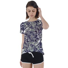 Modern Abstract Print Short Sleeve Foldover Tee