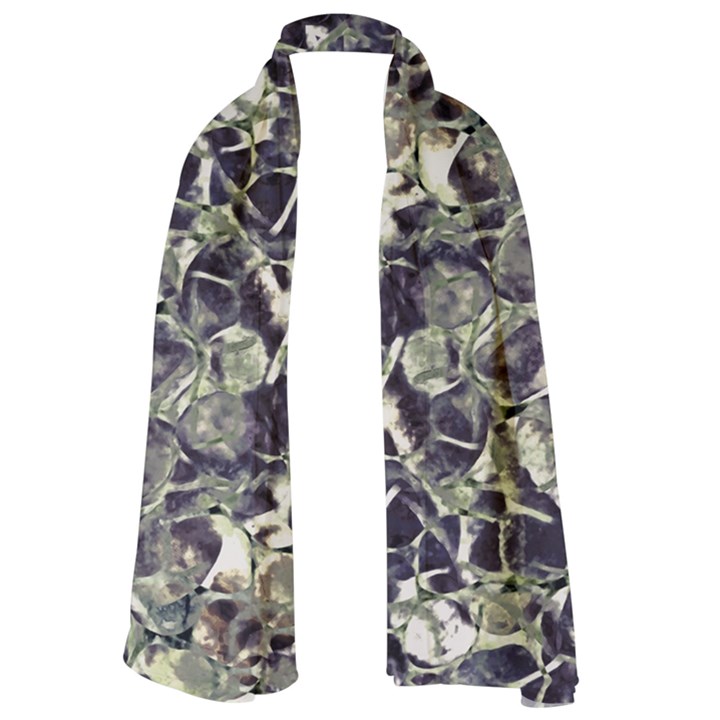 Modern Abstract Print Long Sheer Chiffon Scarf 