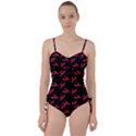 Red, hot jalapeno peppers, chilli pepper pattern at black, spicy Sweetheart Tankini Set View1