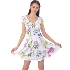 Botanical Flowers Cap Sleeve Dress